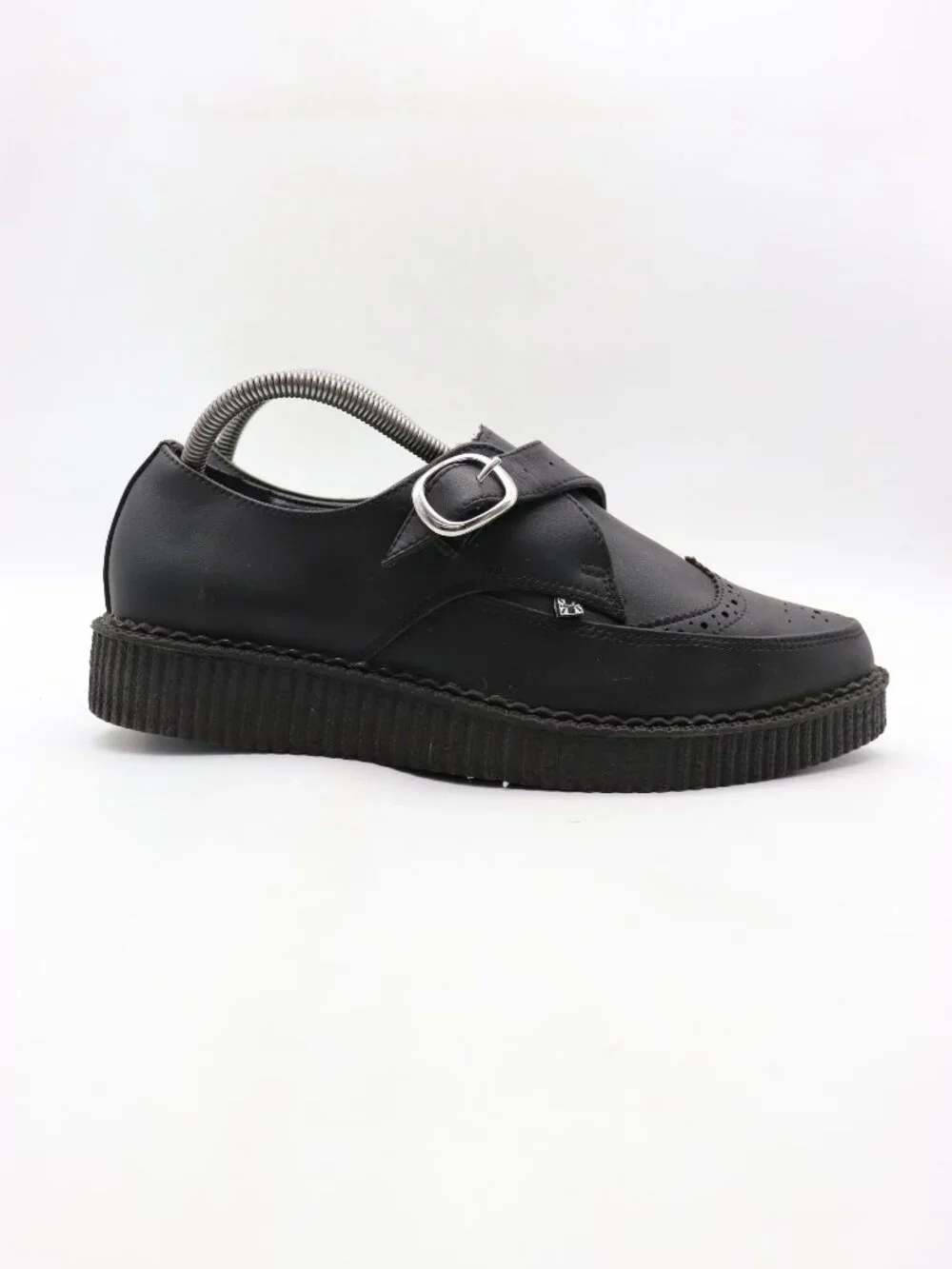 T.U.K. Black Tukskin Wingtip Point Creeper Women's 11 Men's 9 Buckle Shoes